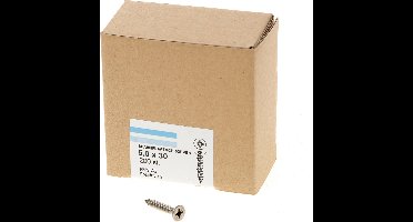 Hoenderdaal Spaanplaatschroef RVS platverzonken kop PZ2 voldraad 5.0X30 (per 200 stuks)