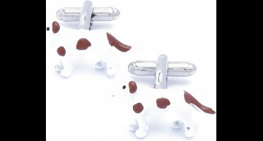 Manchetknopen - Hond Hondje Bruin met Wit