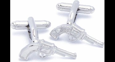 Manchetknopen - Pistool Revolver Western Magnum Zilver