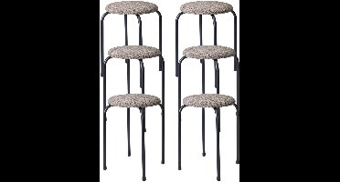 Home & Styling Bijzet krukje Tweed melange - 6x - metaal/stof - D40 x H48 cm - Meubels - Zitten
