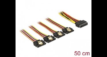 Delock Cable SATA 15 pin power plug with latching function > SATA 15 pin power receptacle 4 x straight 50 cm