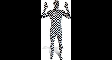 Morphsuit Volwassenen Geblokt Zwart/Wit - Maat L