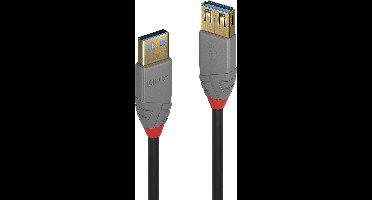 LINDY 36761 USB-kabel USB 3.2 Gen1 USB-A stekker, USB-A bus 1.00 m Zwart