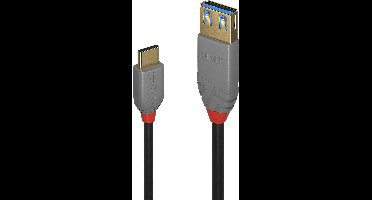 LINDY 36895 USB-kabel USB 3.2 Gen1 USB-A bus, USB-C stekker 0.15 m Zwart
