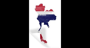 Muurstickers - Sticker Folie - Landkaart met vlag Thailand - 20x30 cm - Plakfolie - Muurstickers Kinderkamer - Zelfklevend Behang - Zelfklevend behangpapier - Stickerfolie