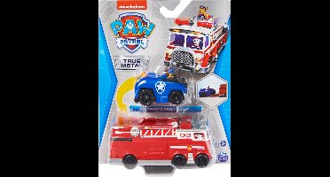 PAW Patrol True Metal Brandweerauto - Gegoten teamvoertuig met Chase-speelgoedvoertuig - schaal 1:55