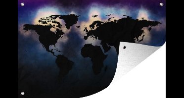 Tuinposters buiten Wereldkaart - Zwart - Graffiti - 90x60 cm - Tuindoek