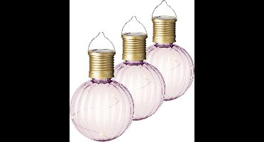 Lumineo tuin/buiten 10x stuks Led lampje/lampion solar verlichting lichtroze 11 x 8 cm - Tuinverlichting op zonne-energie