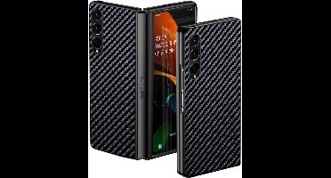 Hoesje Geschikt Voor Samsung Galaxy Z Fold 4 hoesje Carbon Fiber Slim Protective Cover zwart - Hoesje Galaxy Z Fold 4 Silicone hoesje