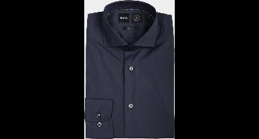 BOSS Hank slim fit overhemd - popeline - blauw - Strijkvriendelijk - Boordmaat: 43