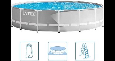 Intex 26720GN Prism Frame Zwembad 427x107 cm + Filterpomp en Trap + Accessoires Grijs