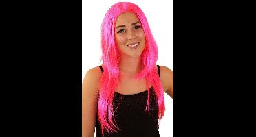 Pruik standaard lang pink