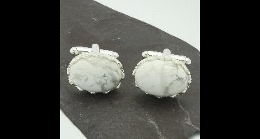 Manchetknopen - Edelsteen Ovaal Howliet Kartelrand