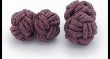 Manchetknopen - Zijden Knoop Paars Bruin