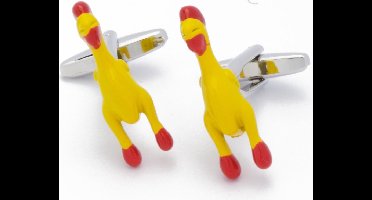 Manchetknopen - Kip Rubberen Chicken Geel