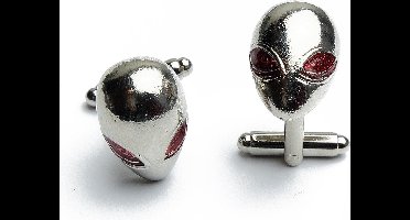 Manchetknopen - Alien Zilver met Rode Ogen