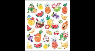 Stickers Exotisch Fruit - Stickervel Met Tropisch Fruit - Zelfklevende Stickers Voor Kaarten, Plakboeken & Knutselen - 15x16,5 cm - 1 Vel