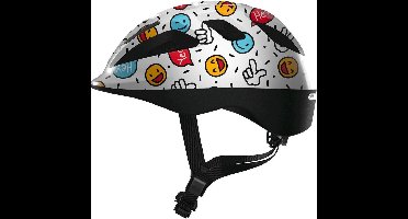 ABUS kinderhelm Smooty 2.0 - Robuuste fietshelm voor peuters op het bijrijdersstoeltje - voor meisjes en jongens - Wit met smileys, maat M