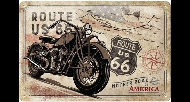 Wandbord - Route 66 motor - 20x30 cm
