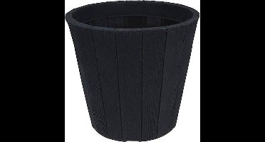 Bloempot rondhout decor rond 37cm Grijs