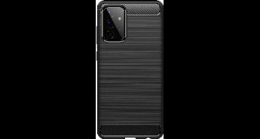 Shop4 - Geschikt voor Samsung Galaxy A72 Hoesje - Zachte Back Case Brushed Carbon Zwart