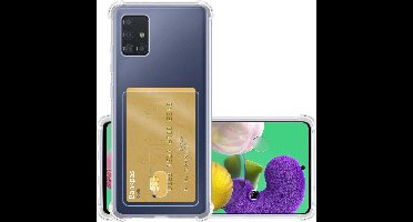 Hoesje - Geschikt voor Samsung Galaxy A51 - Met Pashouder en Kaarthouder - Telefoon Hoes Shockproof - Siliconen Case - Back Cover - Shock Proof - Pasjes Houder - Transparant