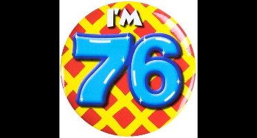 Paper Dreams Button I'm 76 Staal 5,5 Cm Rood/geel/blauw