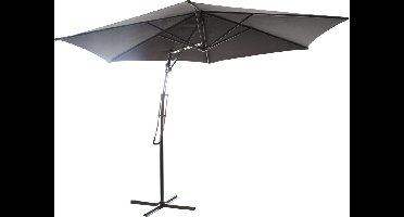Relaxwonen - Push-up zweefparasol - Ø300cm - lichtgrijs - stevige kwaliteit
