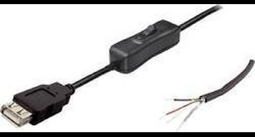 TRU COMPONENTS TC-2509040 USB-kabel met schakelaar Bus, recht 1 stuk(s)