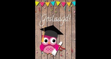 Wenskaart Geslaagd roze