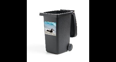 Container sticker Zwarte schaarbek - Een Zwarte schaarbek op het strand Klikosticker - 40x40 cm - kliko sticker - weerbestendige containersticker