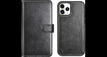Hoesje Geschikt voor iPhone 12 Pro Max hoesje - Luxe 2 in 1 uitneembare bookcase met pasjeshouder - Zwart