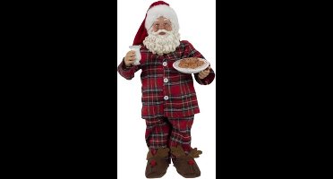 Kerstman in pyjama - rood - 20x14H36cm - polyester
