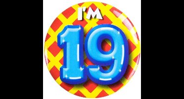 Paper Dreams Button I'm 19 Staal 5,5 Cm Geel/rood/blauw