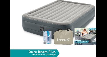 Intex luchtbed Essential Rest - 2 persoons - 152 x 203 x 46 cm - grijs -  met ingebouwde pomp (incl. Reparatiekit)