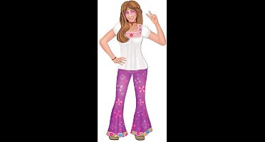 Hippie vrouw Deco karton 89cm - Thema party 70s and 80s party festival evenement fun