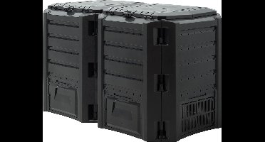 Deuba Compostbak 800L - Compostvat Kunststof 135x72x83cm - Zwart