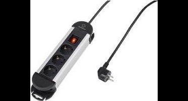 Renkforce 315A-CMB Stekkerdoos met schakelaar 3-voudig Zwart, Zilver Randaarde stekker 1 stuk(s)