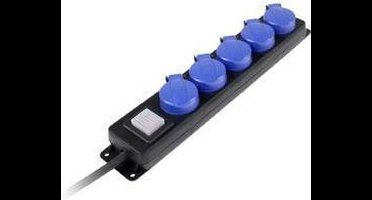 AS Schwabe 38609 Stekkerdoos met schakelaar 5-voudig Zwart, Blauw Randaarde stekker 1 stuk(s)