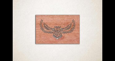 Line Art - Uil vierkant 3 - S - 39x60cm - Multiplex - geometrische wanddecoratie