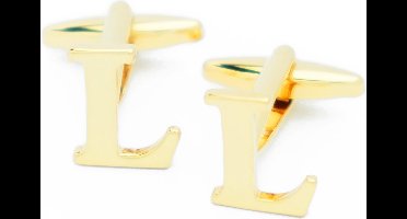 Manchetknopen - Letters Initialen Letter L Goudkleurig