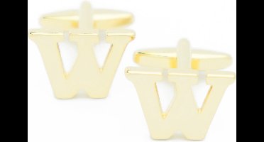 Manchetknopen - Letters Initialen Letter W Goudkleurig