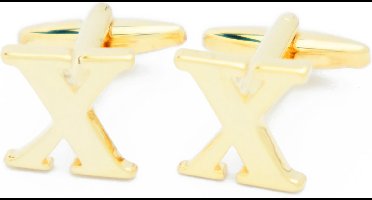 Manchetknopen - Letters Initialen Letter X Goudkleurig
