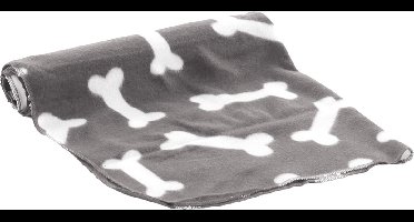 Fleece deken met botmotief grijs