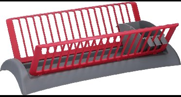 alpina Afdruiprek - 45,5 x 25 x 14 CM - Verwijderebare Lekbak - Rood/ Grijs