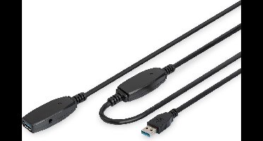 Digitus DA-73105 USB-kabel USB 3.2 Gen1 USB-A stekker, USB-A bus 10.00 m Zwart Afgeschermd, Afgeschermd (dubbel)