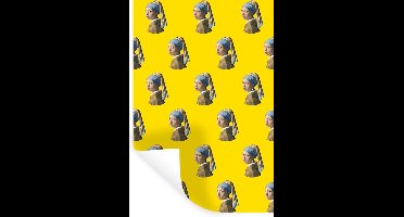 Muurstickers - Sticker Folie - Meisje met de parel - Patroon - Geel - 20x30 cm - Plakfolie - Muurstickers Kinderkamer - Zelfklevend Behang - Zelfklevend behangpapier - Stickerfolie