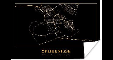 Poster Plattegrond - Spijkenisse - Goud - Zwart - 30x20 cm - Stadskaart