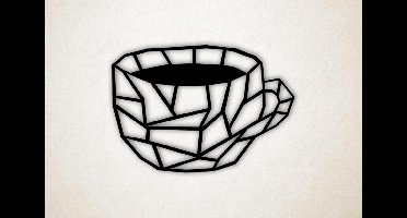 Wanddecoratie - Kopje koffie - L - 75x107cm - Zwart - muurdecoratie - Line Art