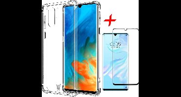 Hoesje geschikt voor Huawei P30 Pro + Screenprotector Full Screen - Transparant Shockproof Case - iCall